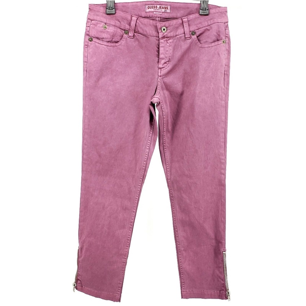 GUESS Straight Leg Jeans Purple Cotton Denim Ankle